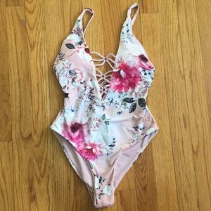 TiniBikini Floral High Cut One Piece Swimsuit XS